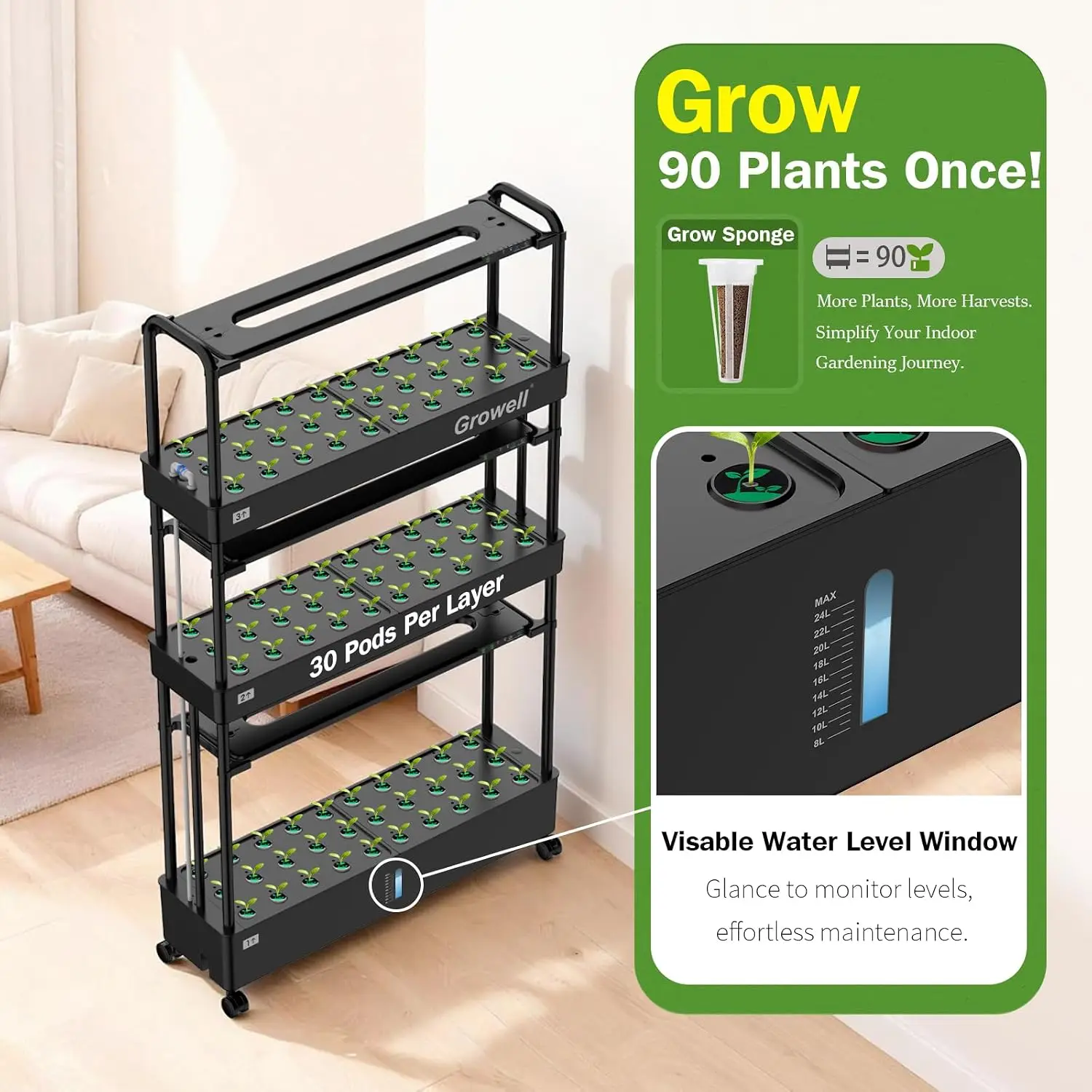 대형 수경재배 시스템 키트, 90개의 화분이 있는 수직 - Indoor Herb Garden 리뷰 및 가격